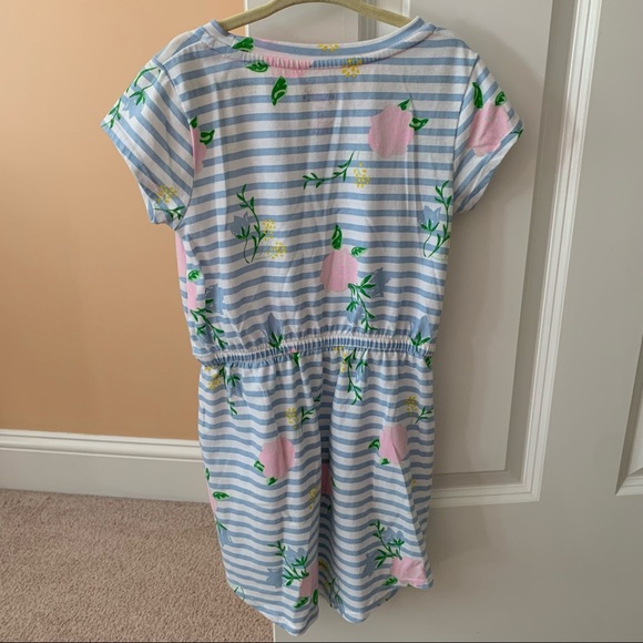 Blue Striped Floral T-Shirt Dress Pockets Size 6X - Picture 2 of 2